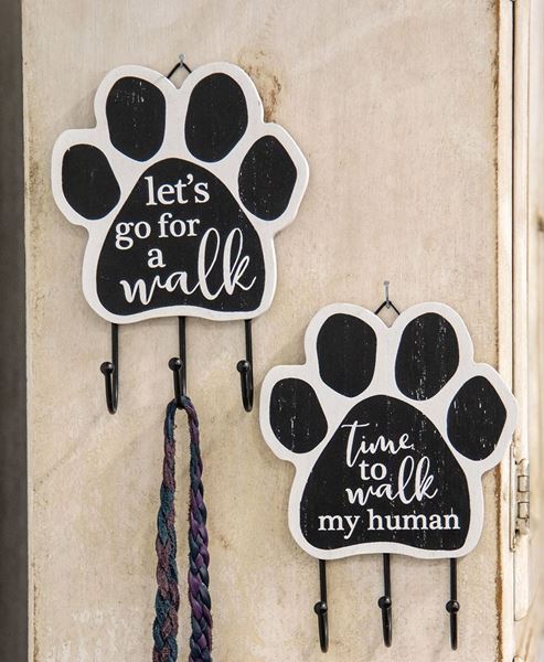 Paw Print Dog Leash Hooks