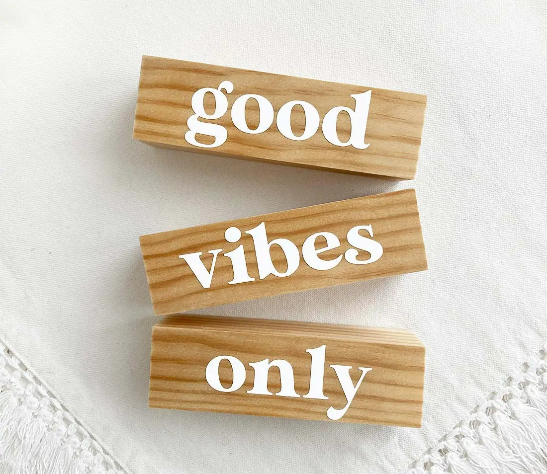 Good Vibes Only Stackable Wood Blocks