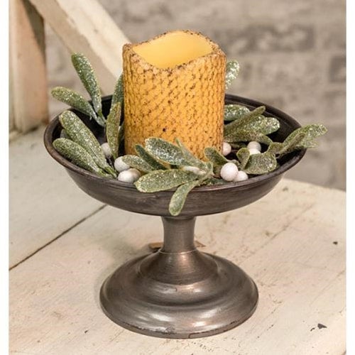 Aged Galvanized Pedestal Decor Rose City Decor