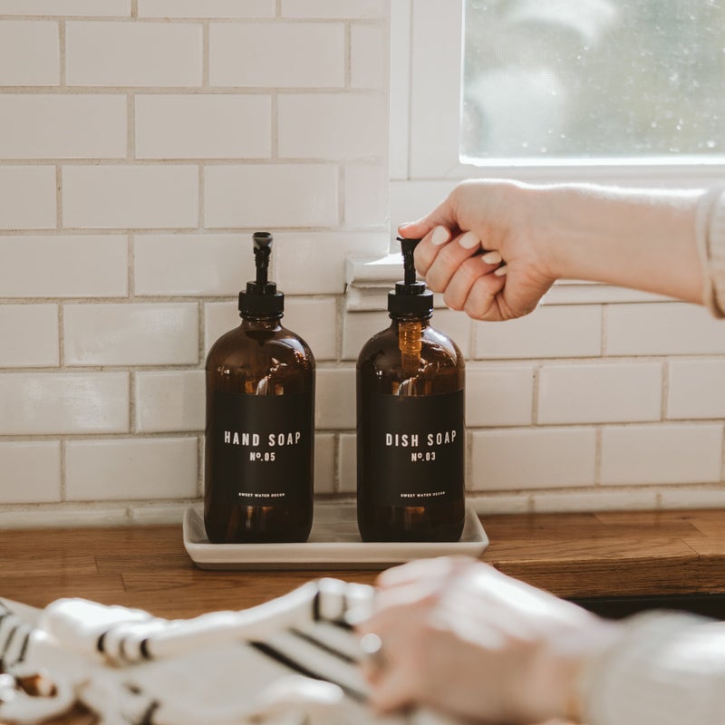 Amber Glass Bottle Hand Soap Dispenser Decor Rose City Decor