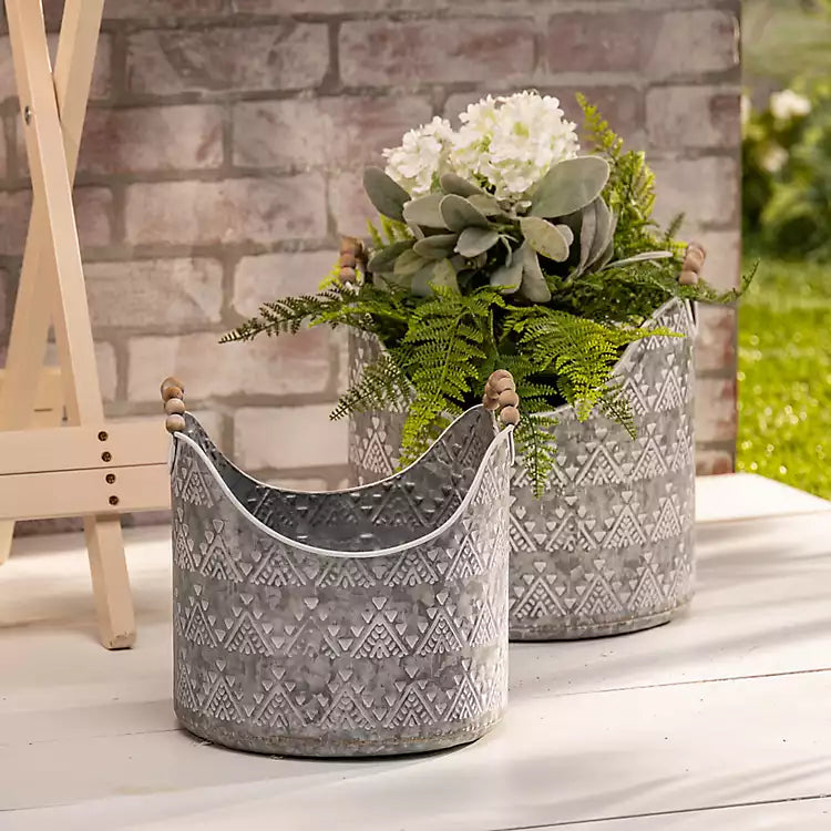 Galvanized Bead Handle Bucket Set