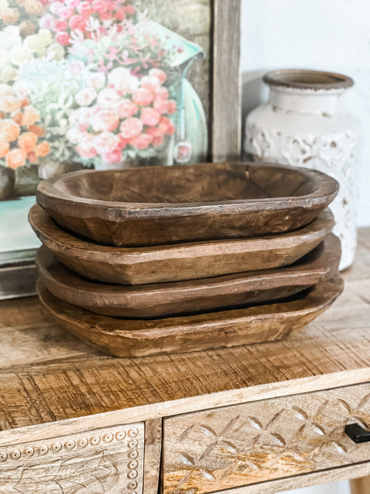 Rustic Wooden Dough Bowl (assorted sizes)