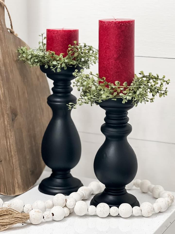 Chunky Black Candlestick Set