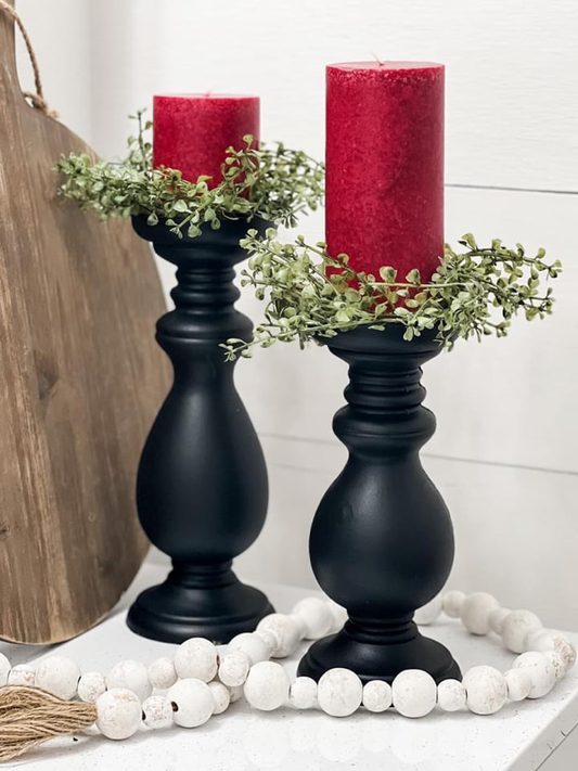 Chunky Black Candlestick Set