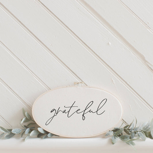 Grateful Faux Embroidery Hoop