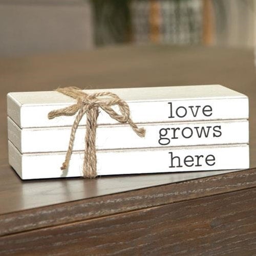 Love Grows Here Stacked Faux Books