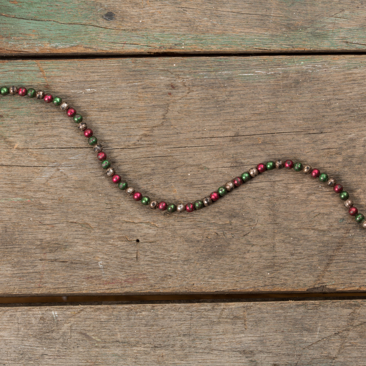 Red, Silver, Green Beads 6ft