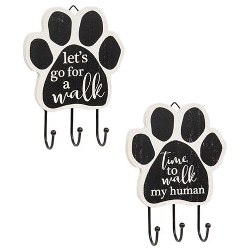 Paw Print Leash Hooks