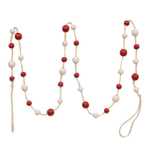 Red and White Bead Garland 48"