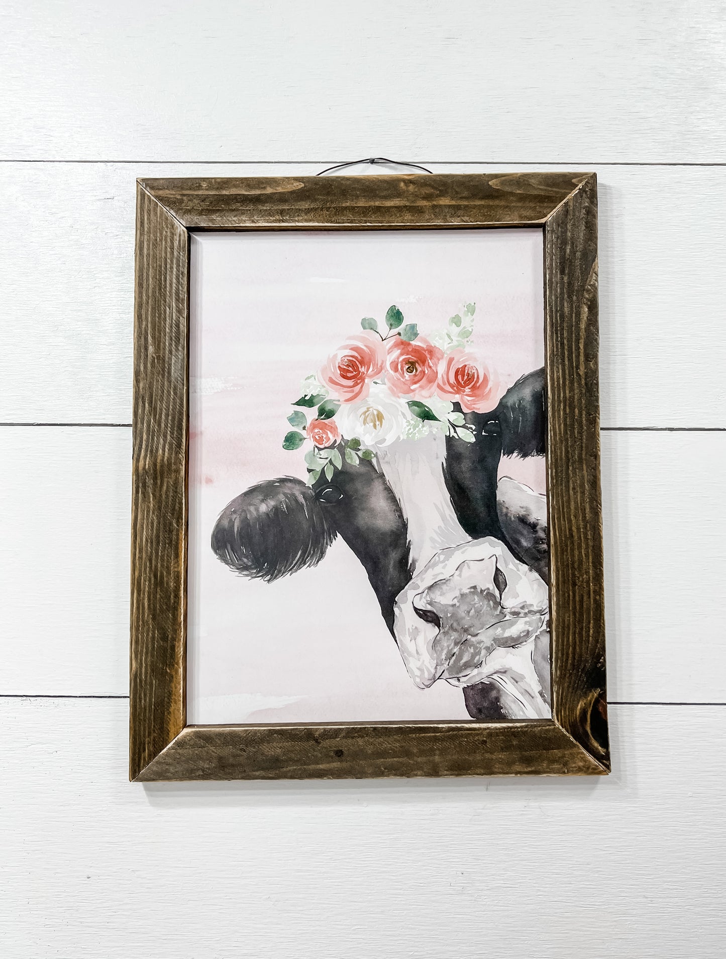 Flower Crown Cow Wall Art Sign