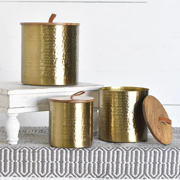 Faux Brass Canisters