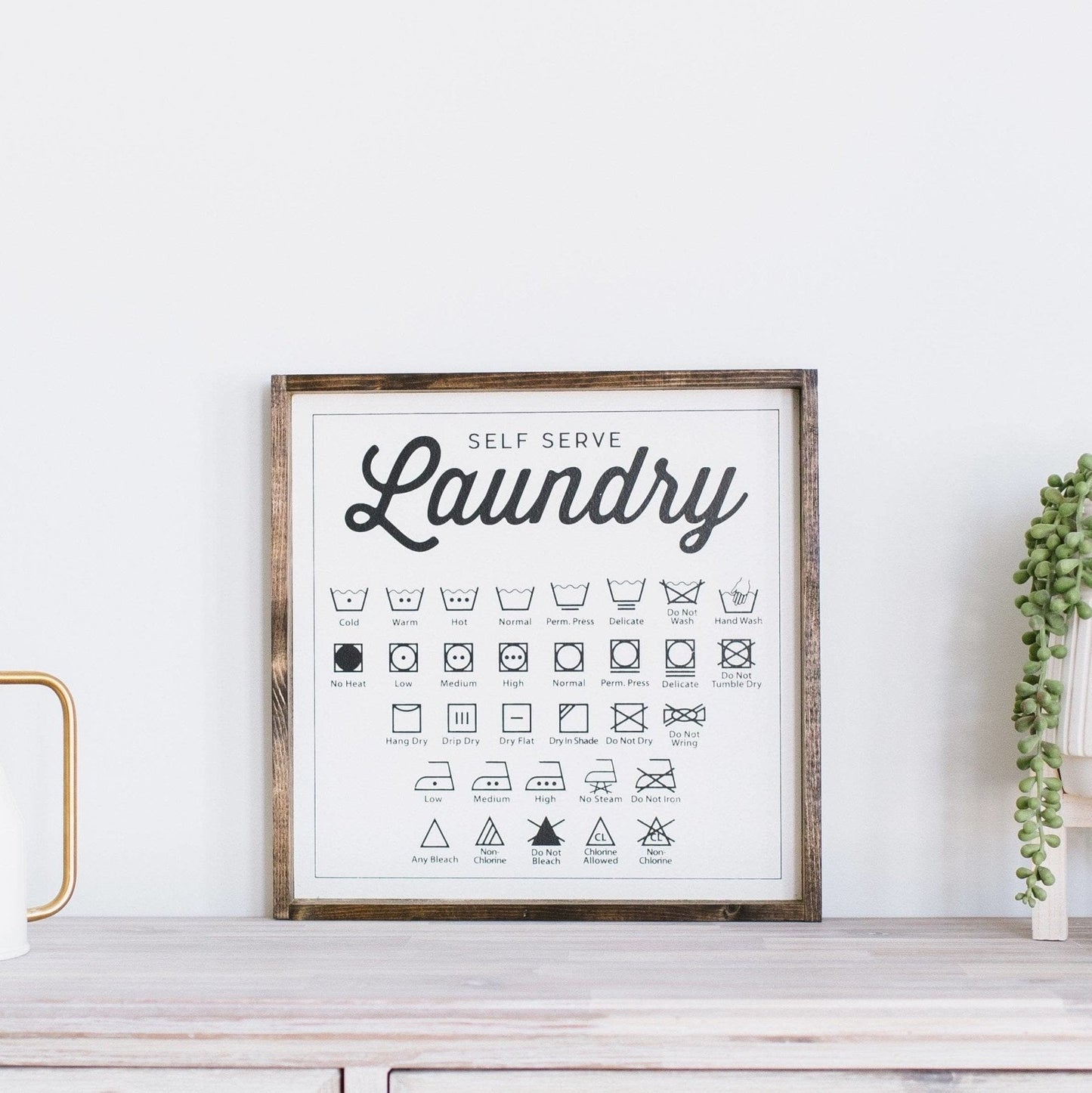 Laundry Symbols Wood Sign