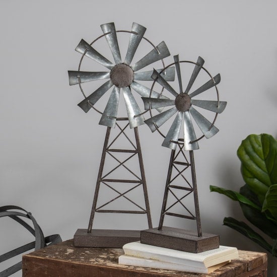 Distressed Metal Windmill