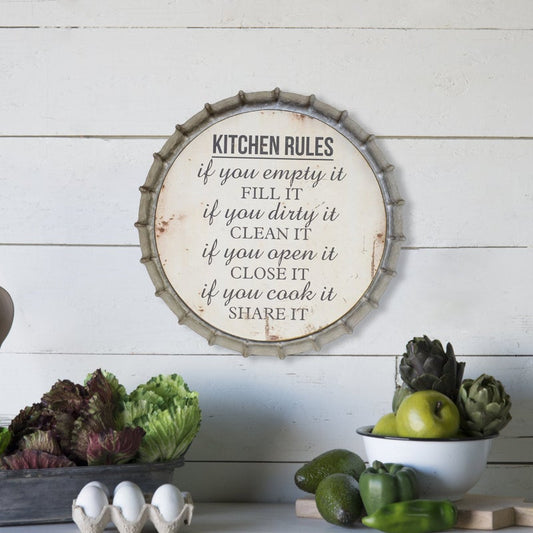 Kitchen Rules Bottle Cap Sign