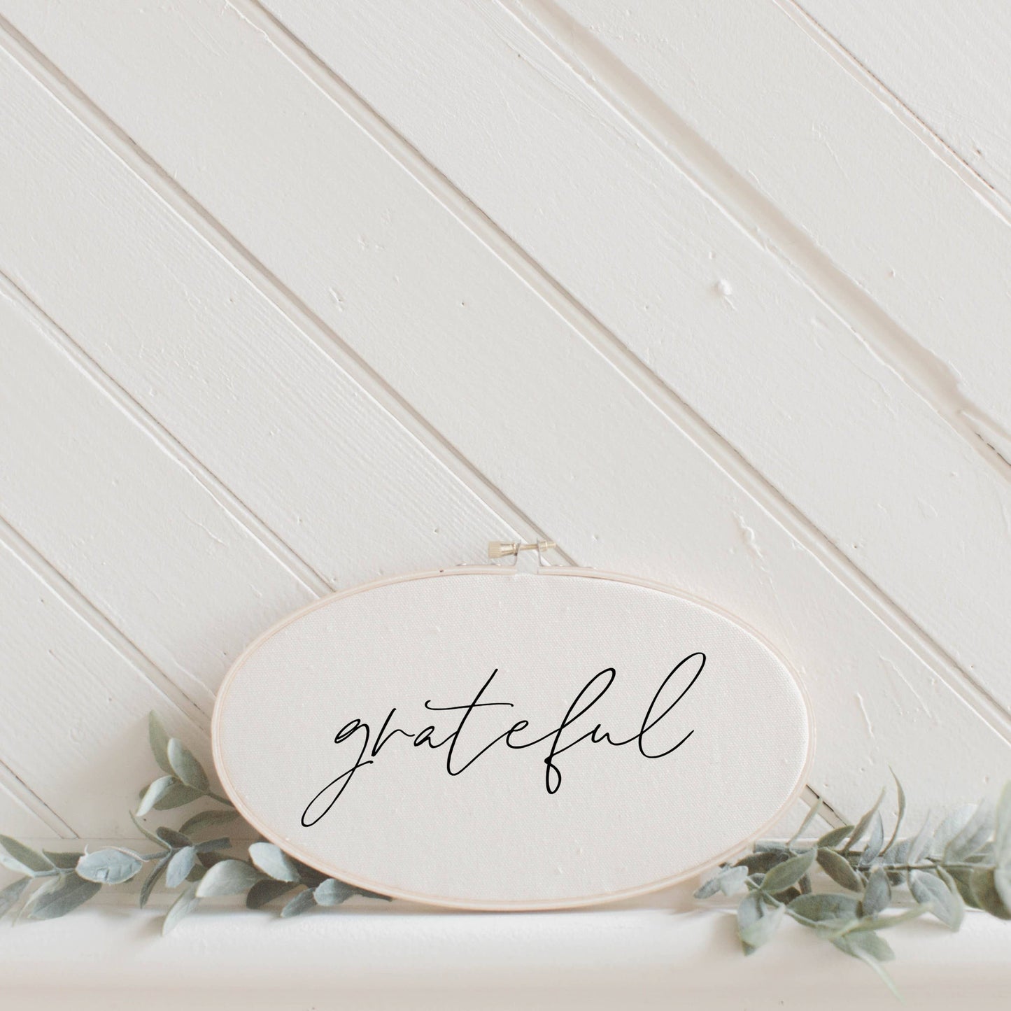 Grateful Faux Embroidery Hoop